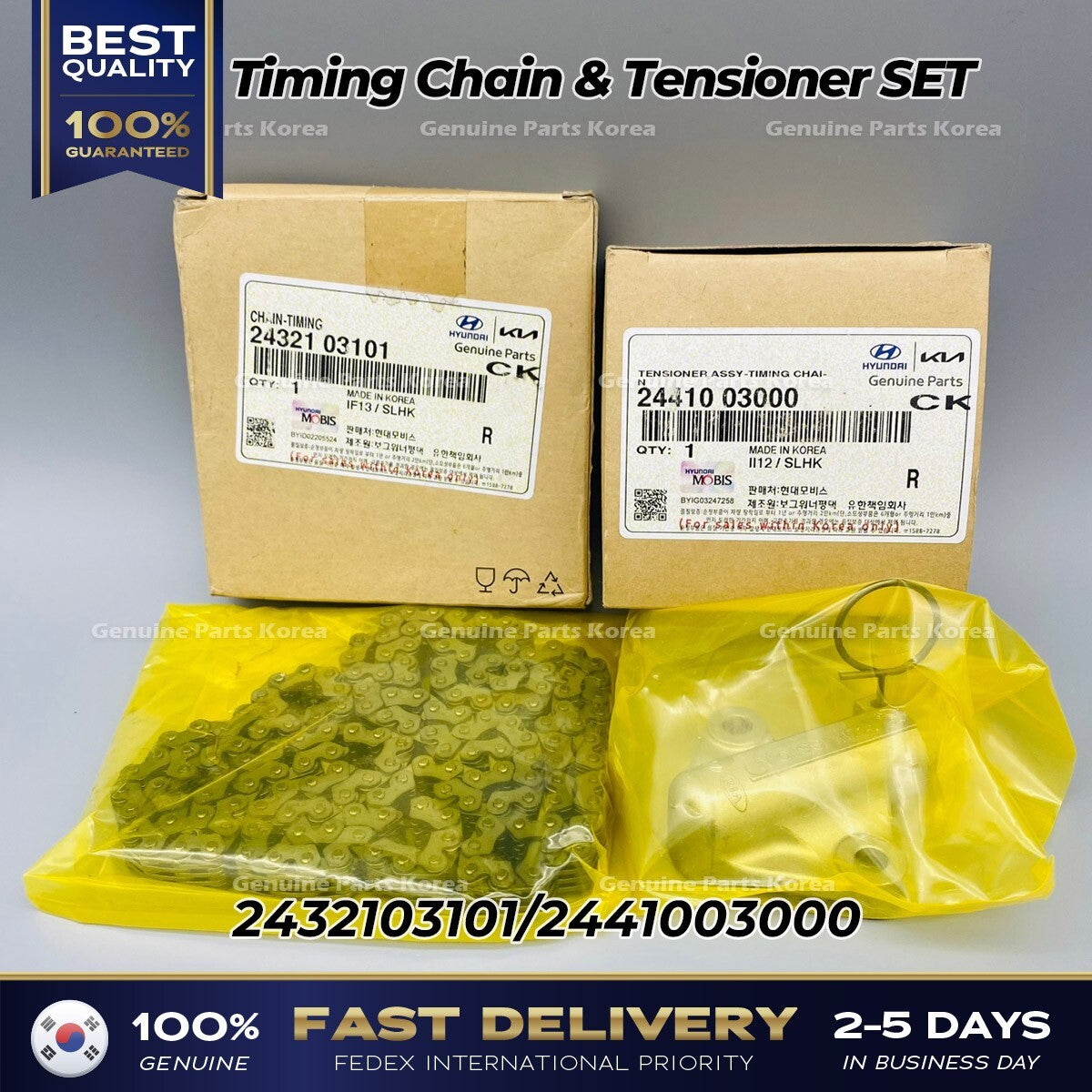Genuine Timing Chain & Tensioner SET for Hyundai Accent Kia Stonic Rio