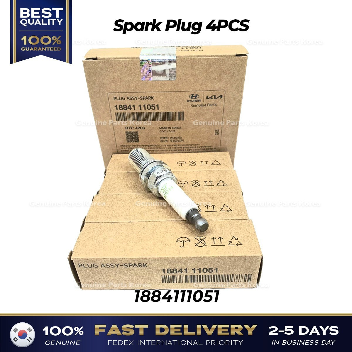 Genuine Spark Plug 4PCS 1884111051 for Hyundai Tucson Kia Sportage