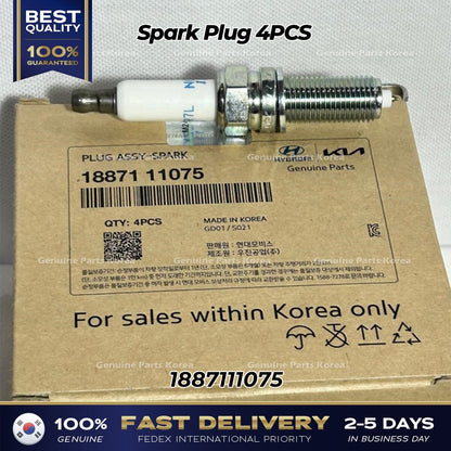Genuine Spark Plug 4PCS 1887111075 for Hyundai Elantra Kona Kia Niro