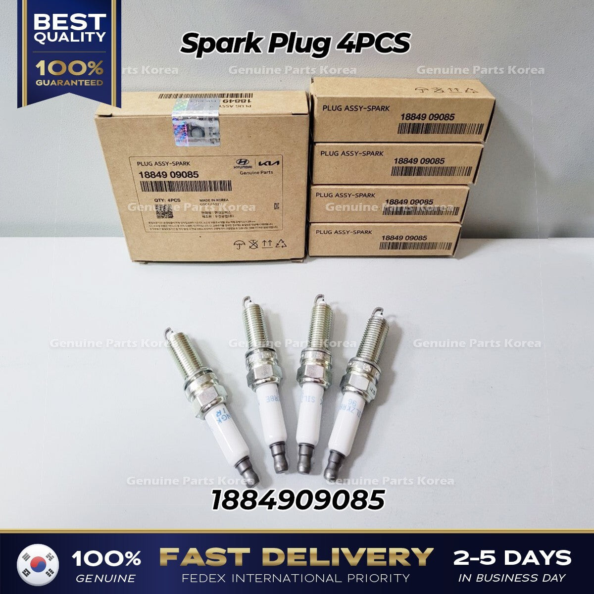 Genuine Spark Plug 4PCS 1884909085 for Hyundai Santa Fe Sport Kia Optima