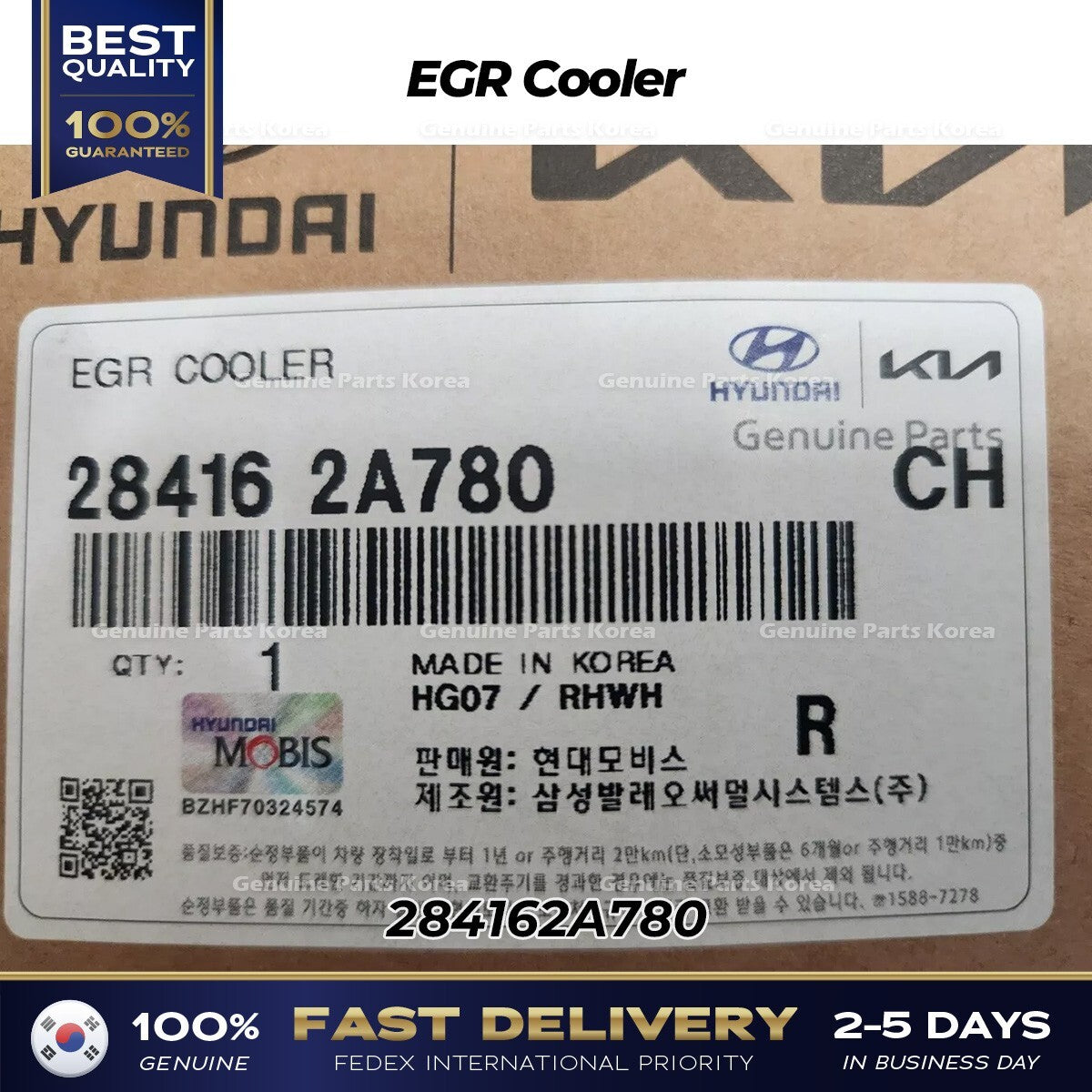 Genuine EGR Cooler 284162A780 for Hyundai Accent Kona