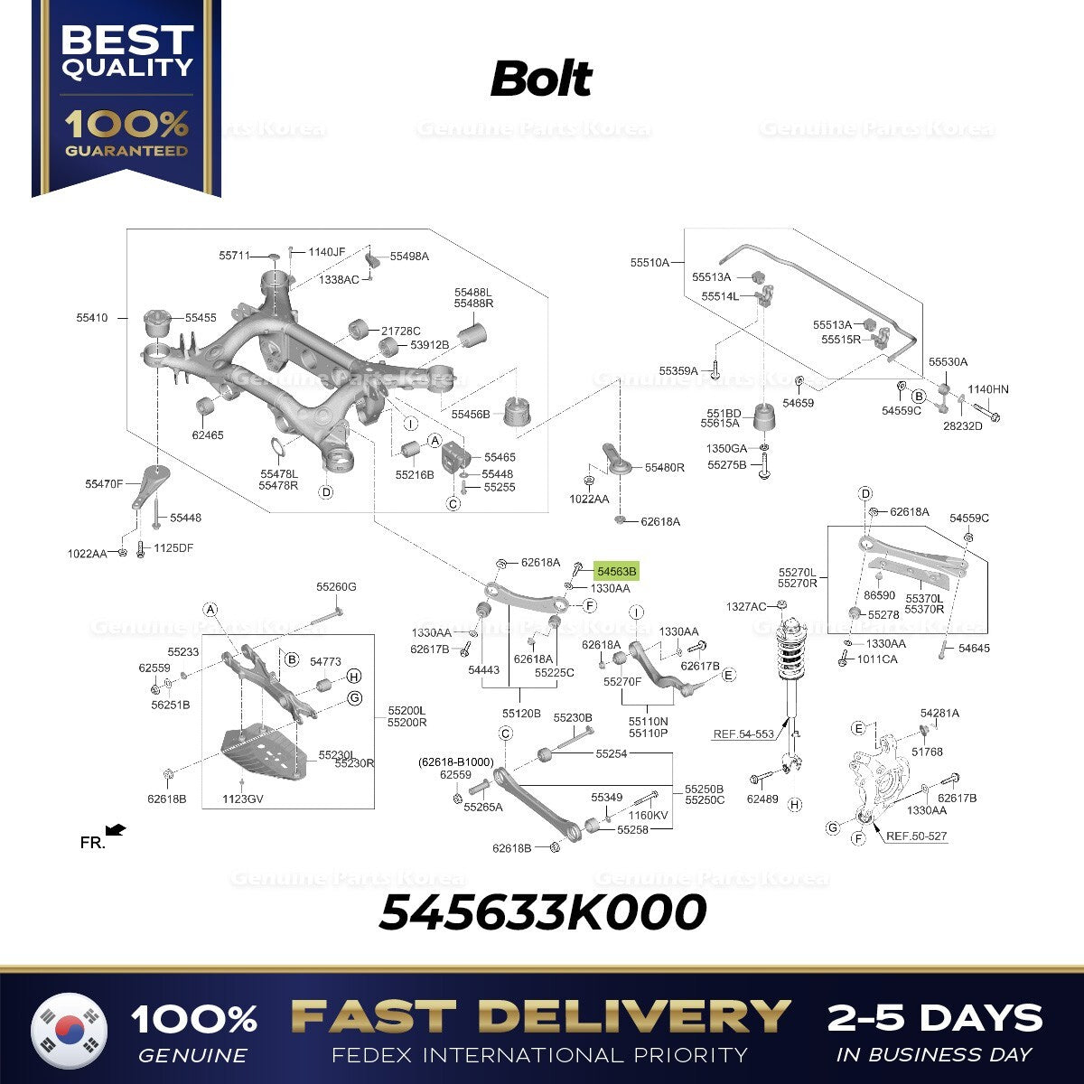 Genuine Bolt 545633K000 for Hyundai Kia