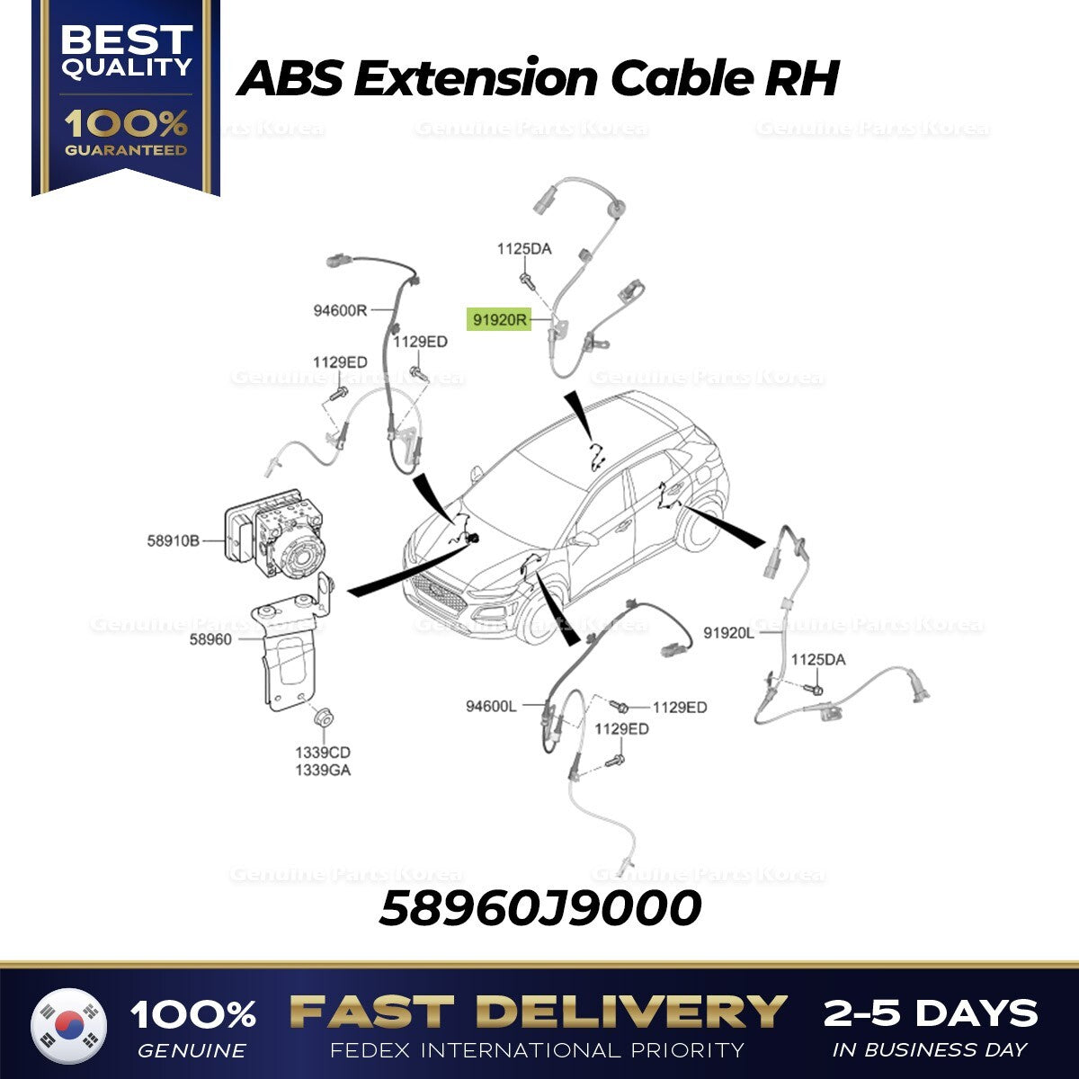 Genuine ABS Extension Cable RH 58960J9000 for Hyundai Kona