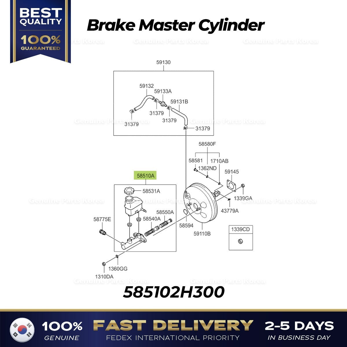 Genuine Brake Master Cylinder 585102H300 for Hyundai Elantra