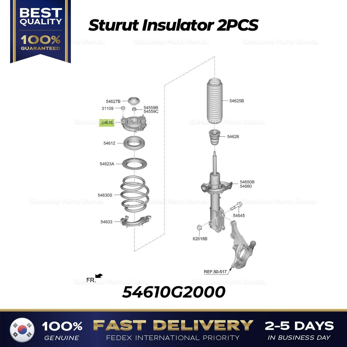 Genuine Sturut Insulator 2PCS 54610G2000 for Kia Forte Niro