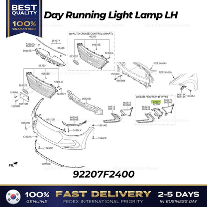 Genuine Day Running Light Lamp LH 92207F2400 for Hyundai Elantra