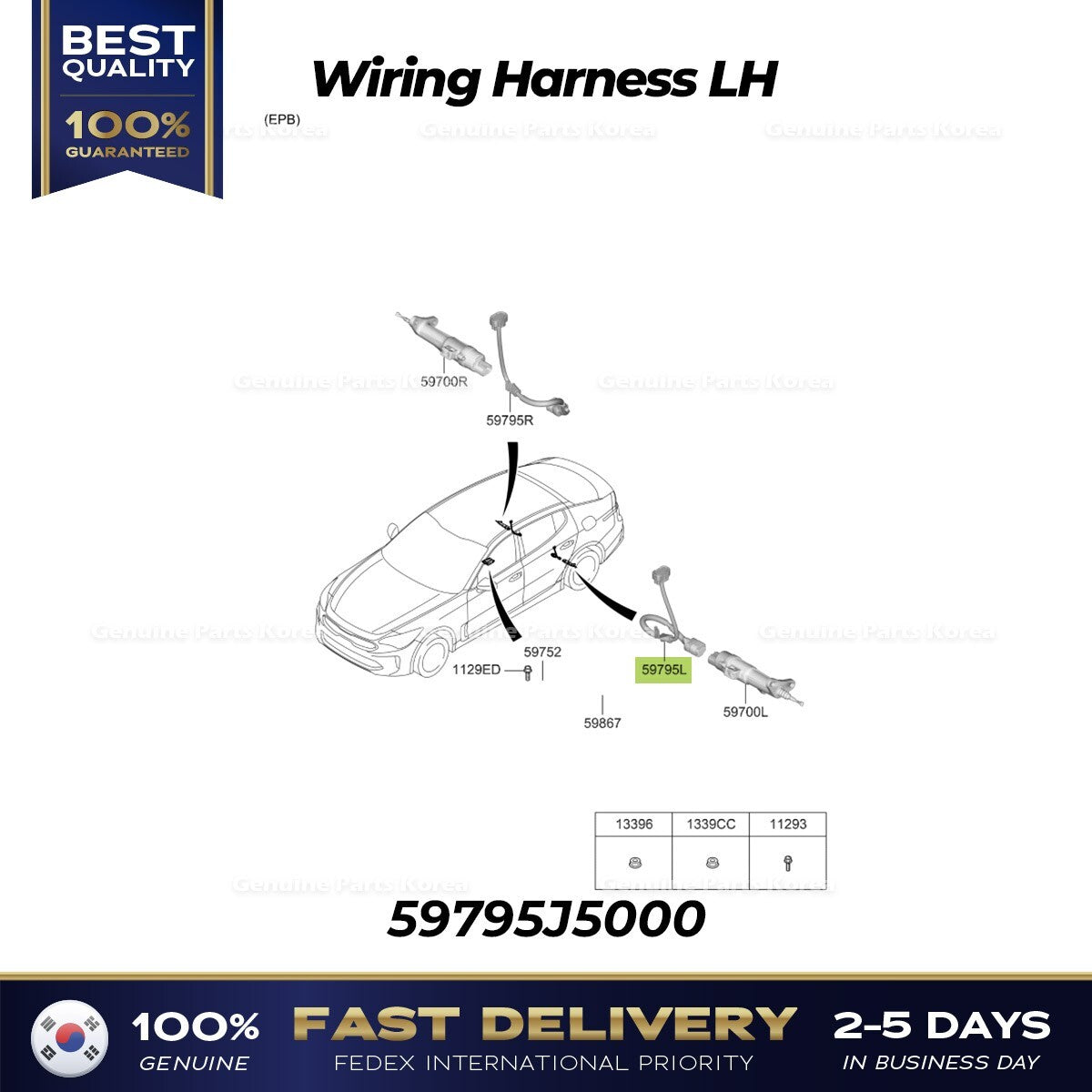 Genuine Wiring Harness LH 59795J5000 for Kia Stinger