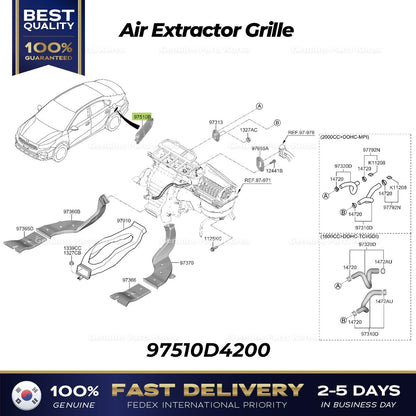 Genuine Air Extractor Grille 97510D4200 for Hyundai Santa Cruz Kia Forte K5