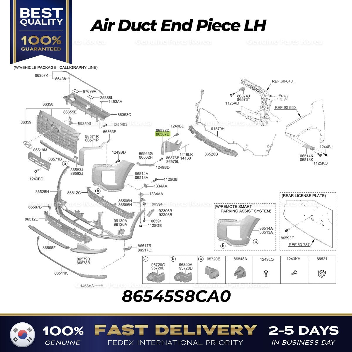 Genuine Air Duct End Piece LH 86545S8CA0 for Hyundai Palisade