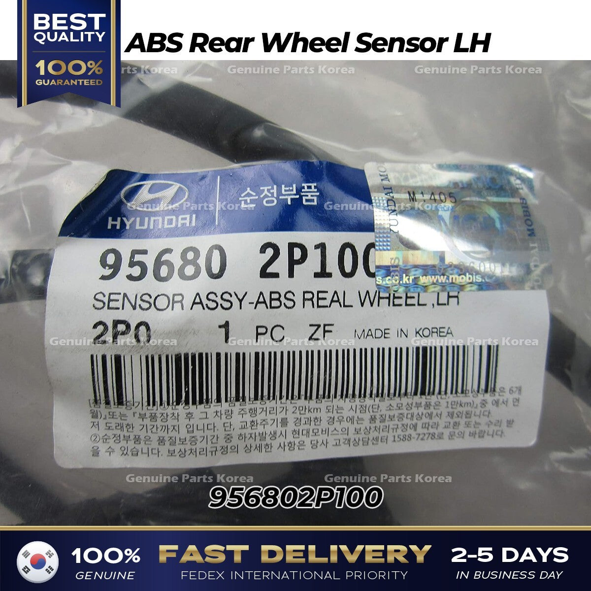 Genuine ABS Rear Wheel Sensor LH 956802P100 for Kia Sorento