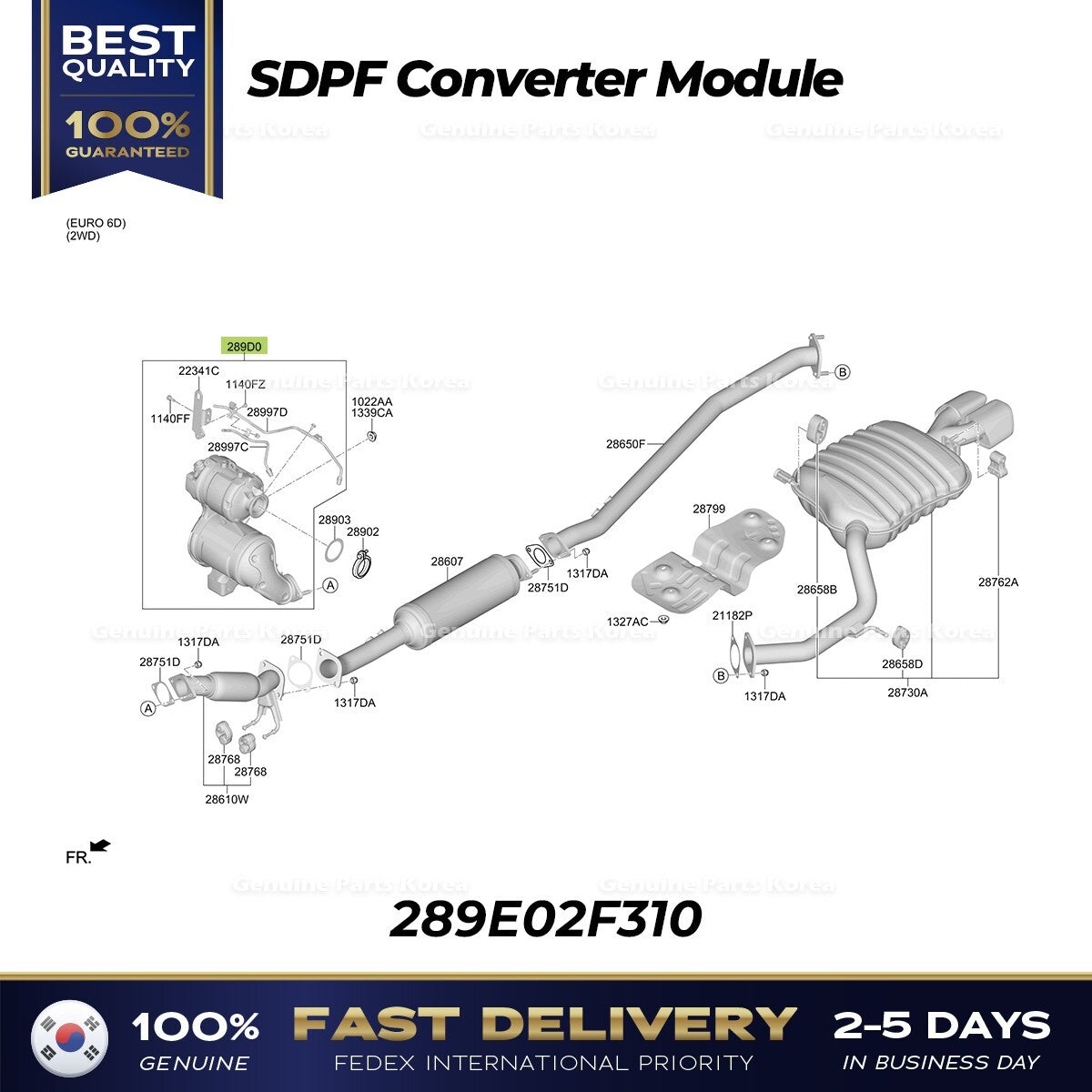 Genuine SDPF Converter Module 289E02F310 for Hyundai Palisade