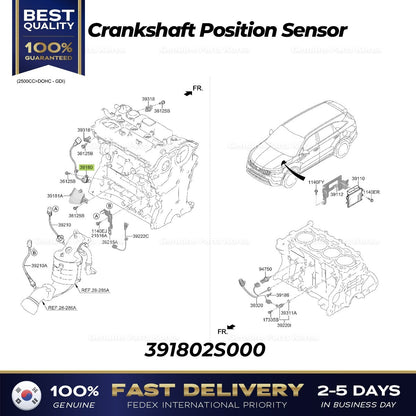 Genuine Crankshaft Position Sensor 391802S000 for Hyundai Santa Fe Kia Sorento
