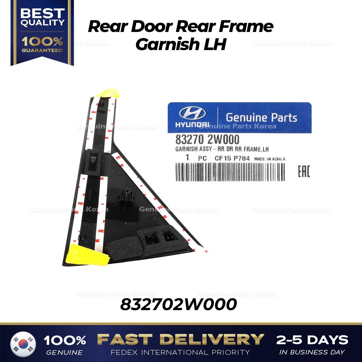 Genuine Rear Door Rear Frame Garnish LH 832702W000 for Hyundai Santa Fe