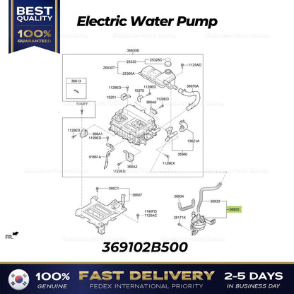 Genuine Electric Water Pump 369102B500 for Hyundai Kona Hybrid