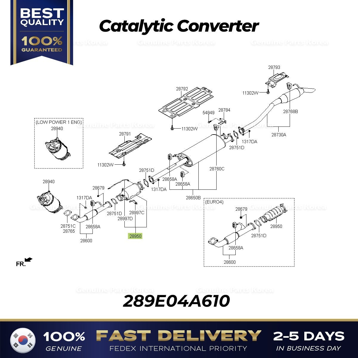 Genuine Catalytic Converter 289E04A610 for Hyundai H1 Grand Starex
