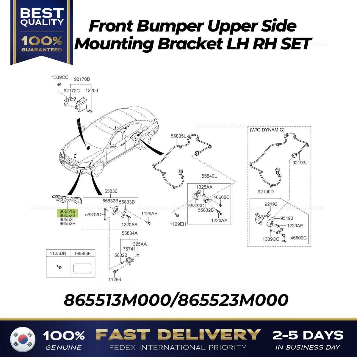 Genuine Front Bumper Upper Side Mounting Bracket LH RH SET for Hyundai Genesis