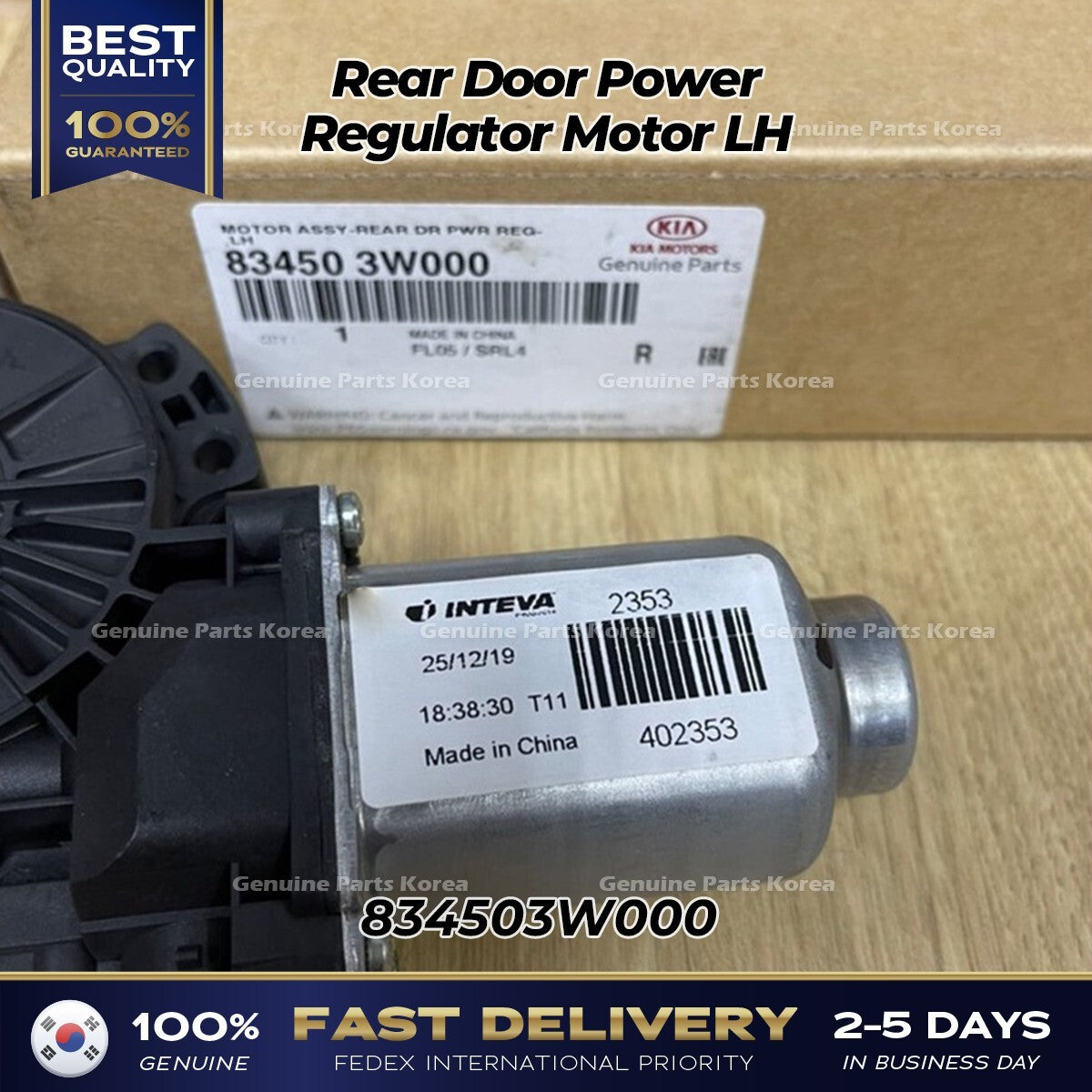 Genuine Rear Door Power Regulator Motor LH 834503W000 for Kia Sportage