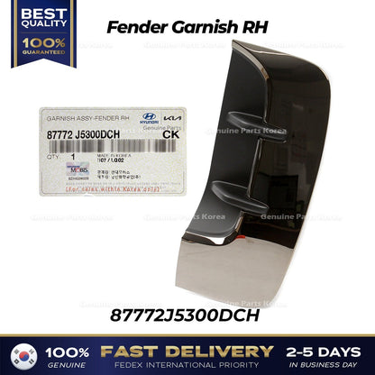 Genuine Fender Garnish RH 87772J5300DCH for Kia Stinger