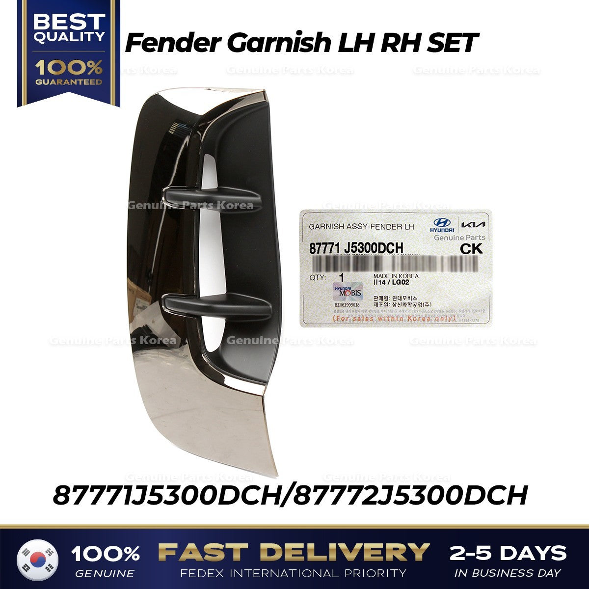 Genuine Fender Garnish LH RH SET for Kia Stinger