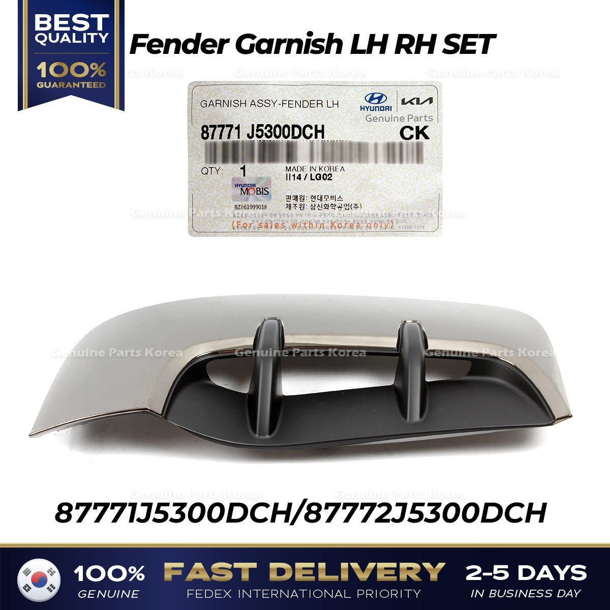 Genuine Fender Garnish LH RH SET for Kia Stinger