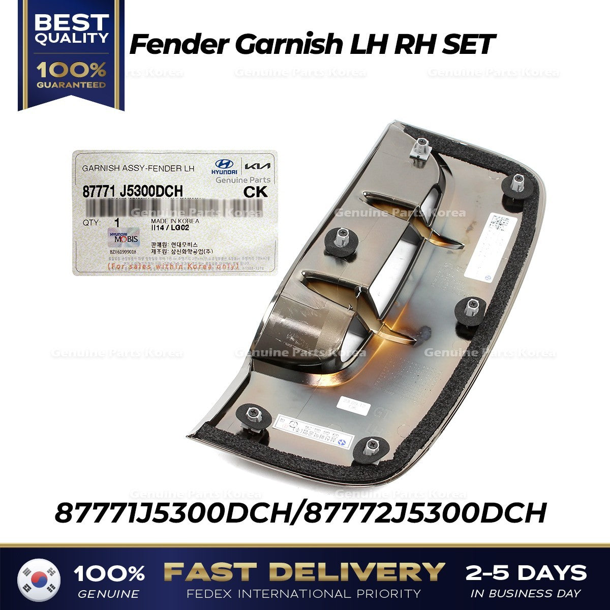 Genuine Fender Garnish LH RH SET for Kia Stinger