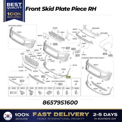 Genuine Front Skid Plate Piece RH 86579S1600 for Hyundai Santa Fe Hybrid