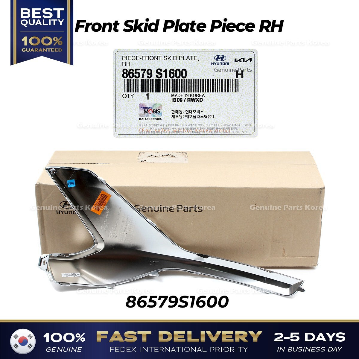 Genuine Front Skid Plate Piece RH 86579S1600 for Hyundai Santa Fe Hybrid