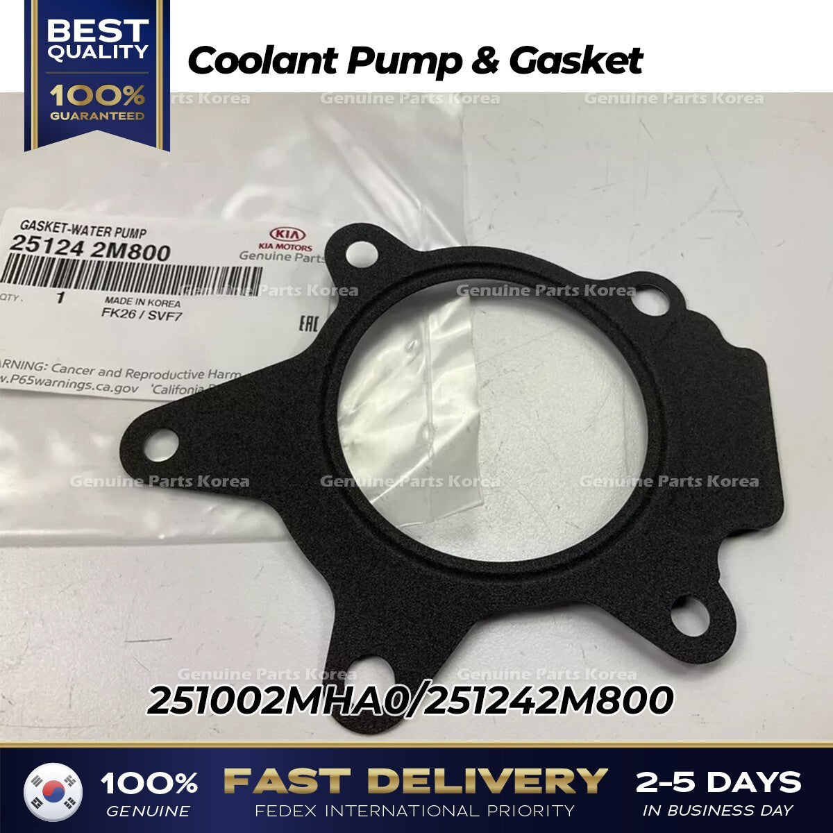 Genuine Coolant Pump & Gasket 251002MHA0 for Hyundai Tucson Kia Sorento