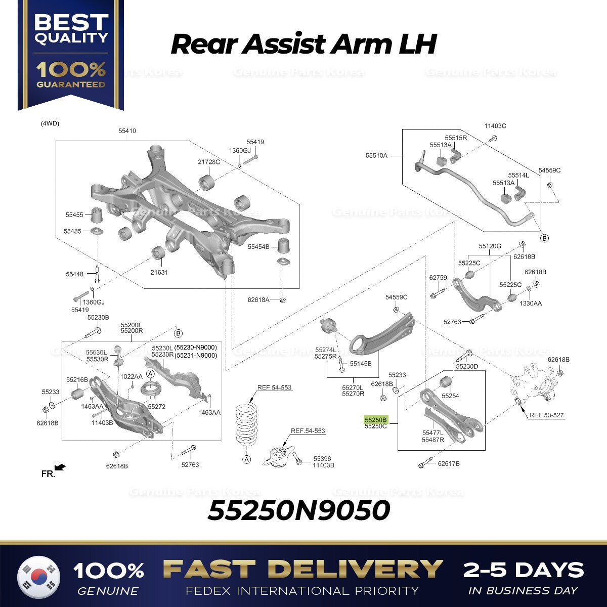Genuine Rear Assist Arm LH 55250N9050 for Hyundai Tucson Kia Sportage