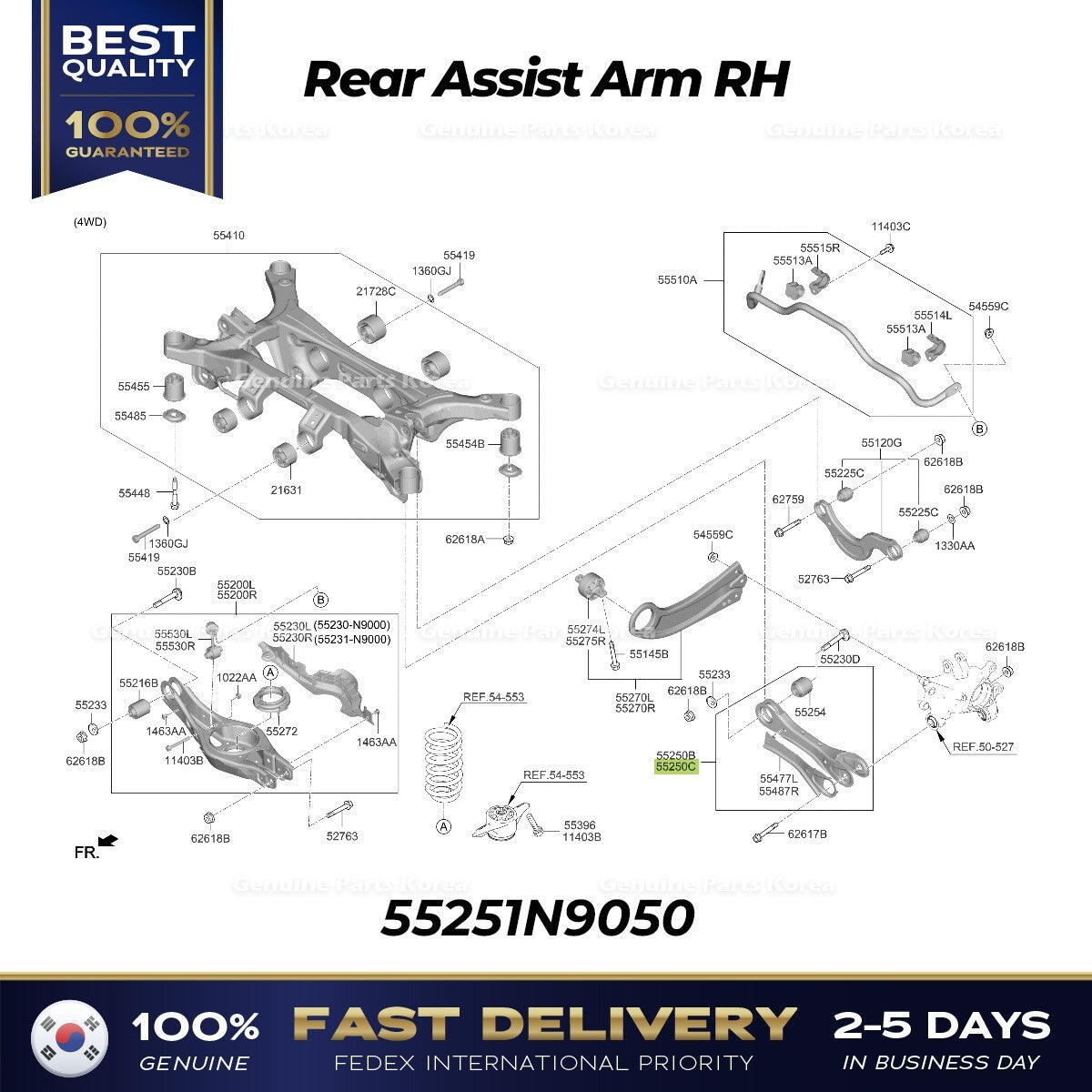 Genuine Rear Assist Arm RH 55251N9050 for Hyundai Tucson Kia Sportage