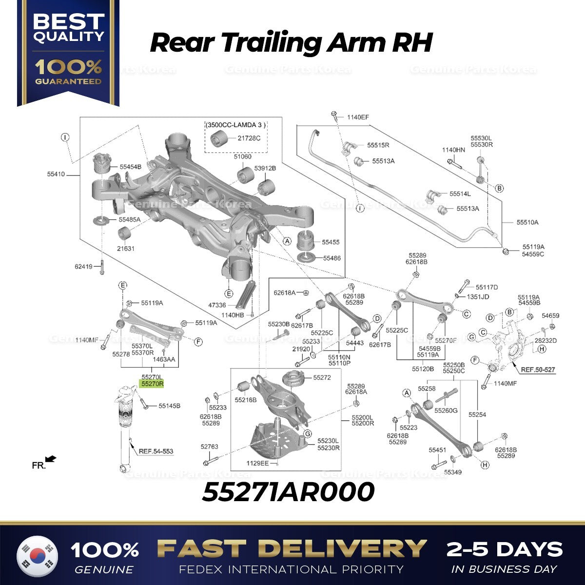 Genuine Rear Trailing Arm RH 55271AR000 for Hyundai Genesis GV70