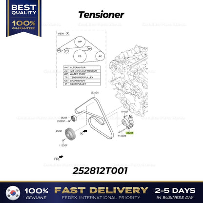 Genuine Tensioner 252812T001 for Hyundai Genesis G80 Sonata Kia Stinger
