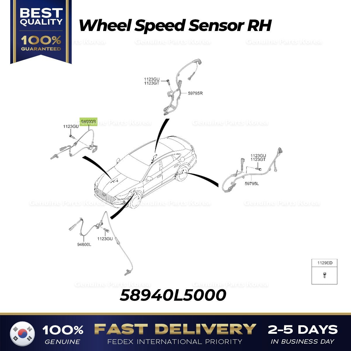 Genuine Wheel Speed Sensor RH 58940L5000 for Hyundai Sonata Hybrid