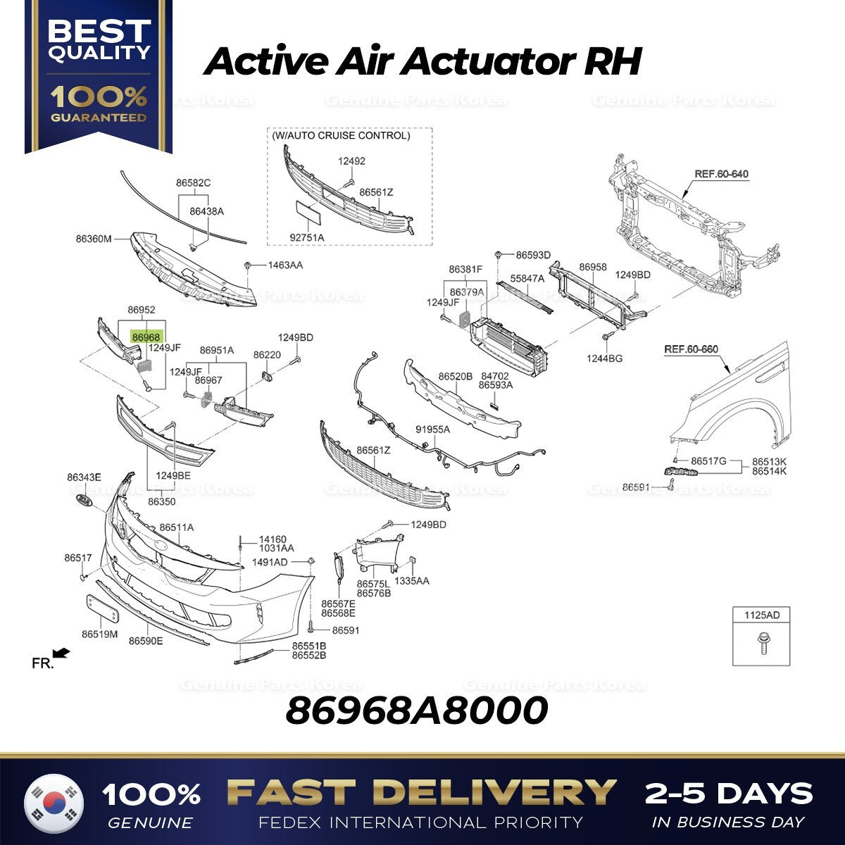 Genuine Active Air Actuator RH 86968A8000 for Kia Optima Hybrid