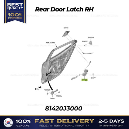 Genuine Rear Door Latch RH 81420J3000 for Hyundai Veloster