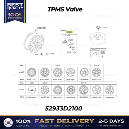 Genuine TPMS Valve 52933D2100 for Hyundai Genesis G80 G90 GV80