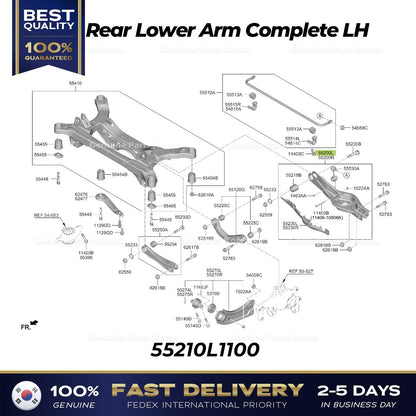 Genuine Rear Lower Arm Complete LH 55210L1100 for Hyundai Sonata