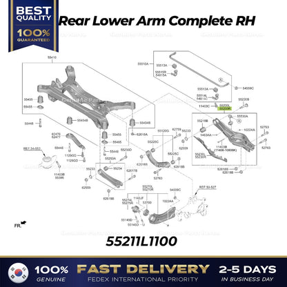 Genuine Rear Lower Arm Complete RH 55211L1100 for Hyundai Sonata