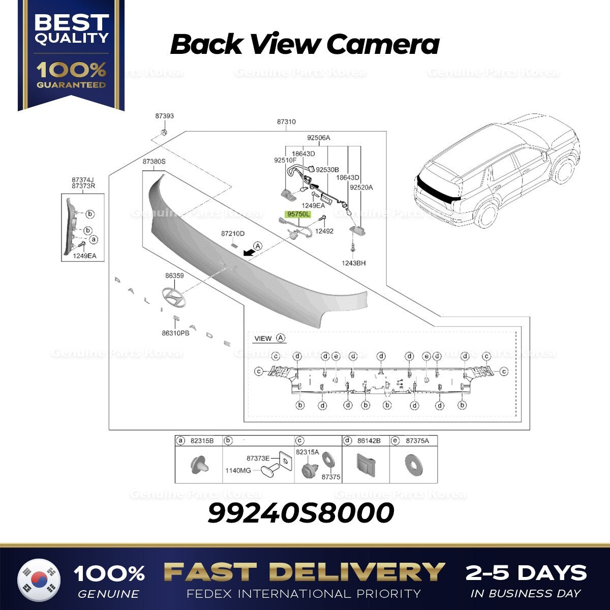 Genuine Back View Camera 99240S8000 for Hyundai Palisade