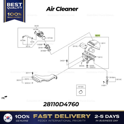 Genuine Air Cleaner 28110D4760 for Hyundai Sonata Kia Stinger