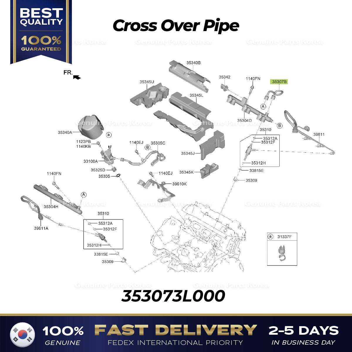 Genuine Cross Over Pipe 353073L000 for Hyundai Genesis Kia Cadenza