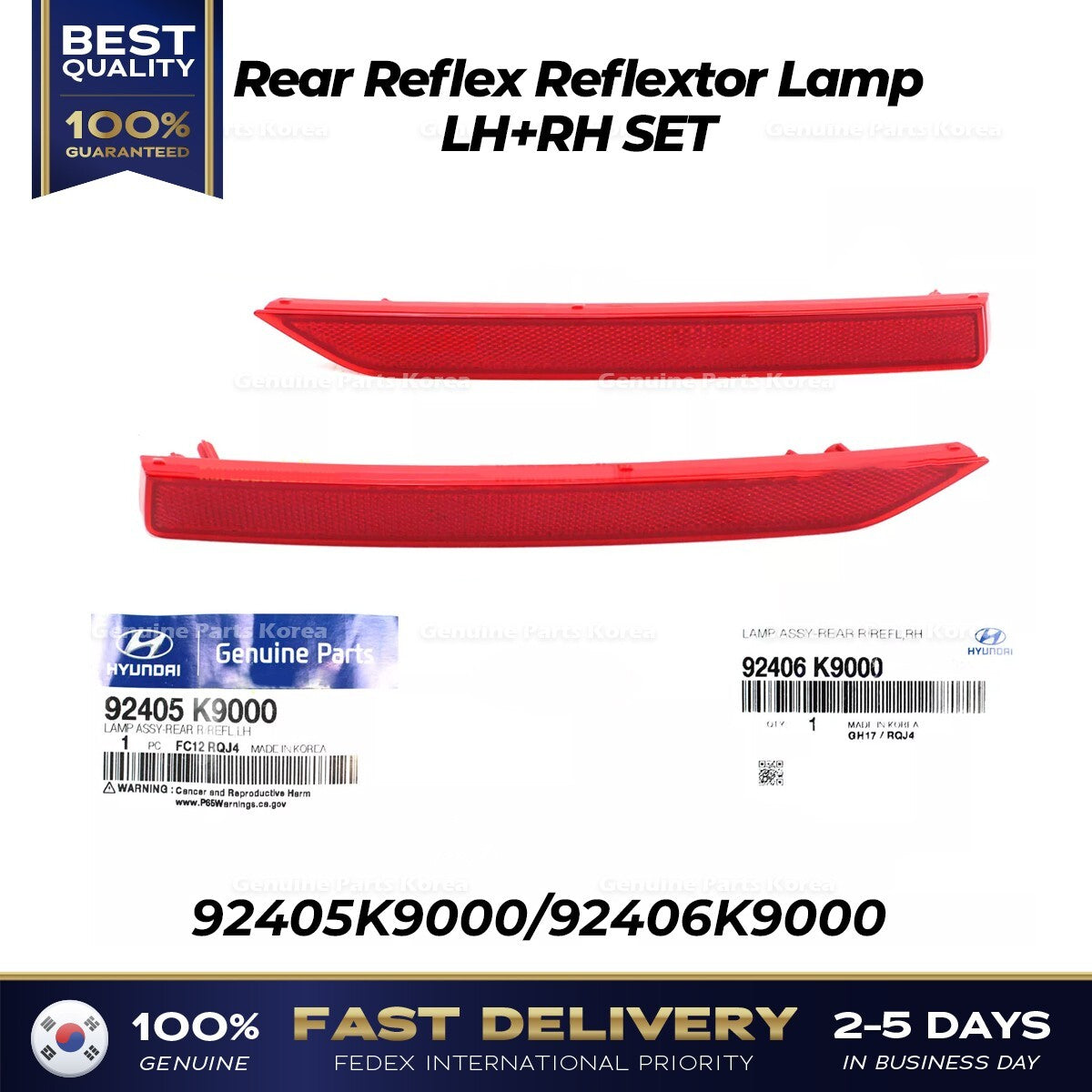 Genuine Rear Reflex Reflextor Lamp LH RH SET for Hyundai Veloster N