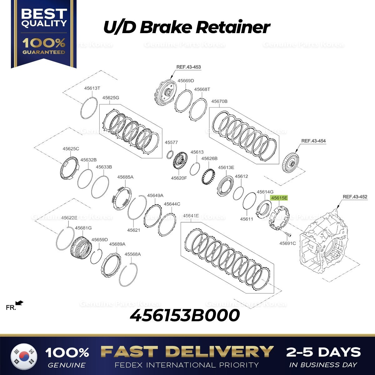 Genuine U/D Brake Retainer 456153B000 for Hyundai Santa Fe Kia Optima