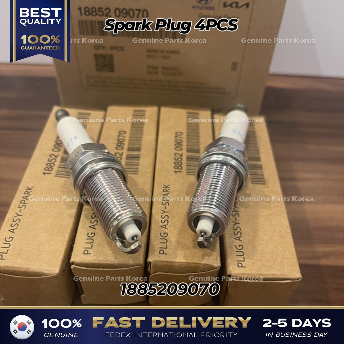 Genuine Spark Plug 4PCS 1885209070 for Hyundai Genesis G70 G80 Kia K900