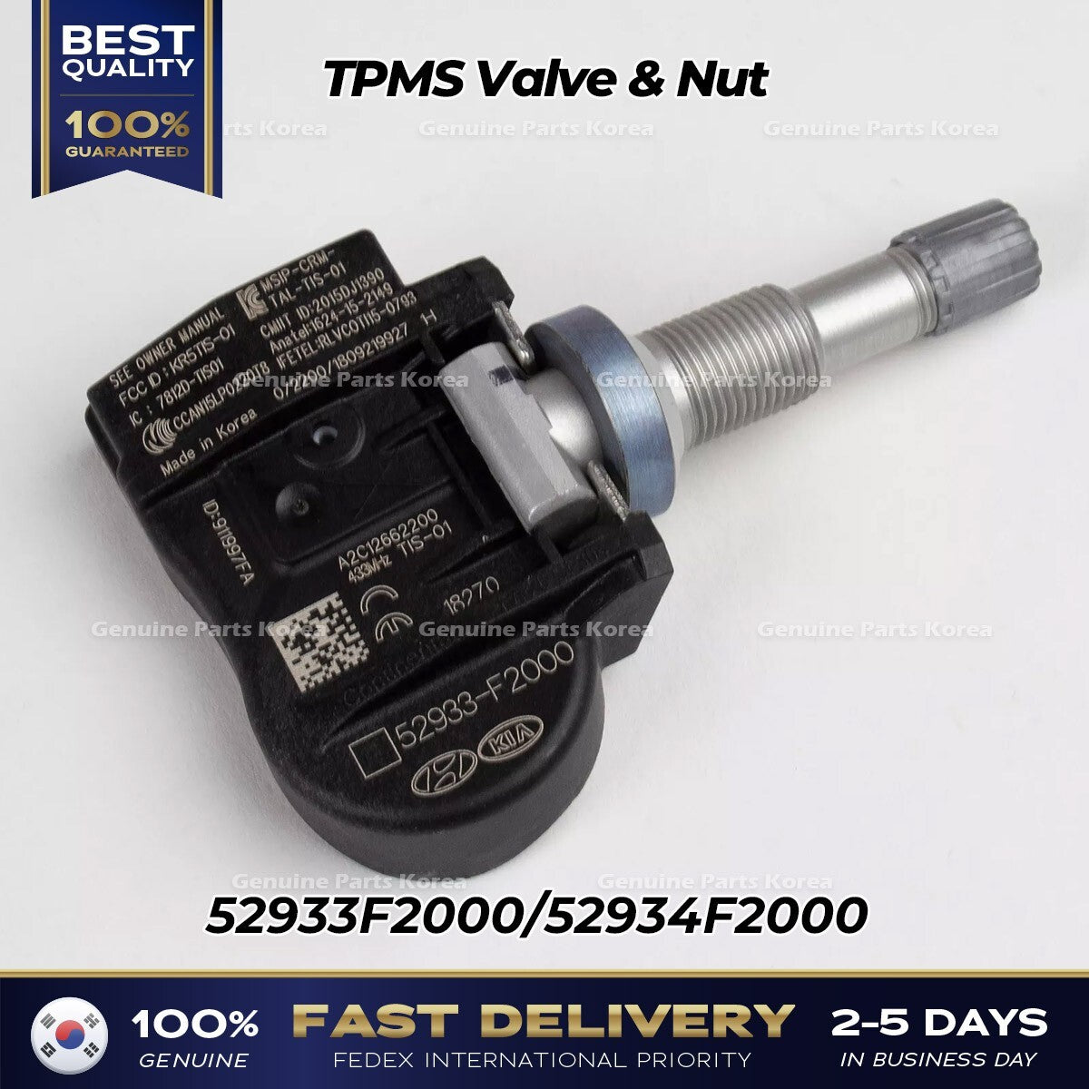 Genuine TPMS Valve & Nut 52933F2000 for Hyundai Elantra Kona
