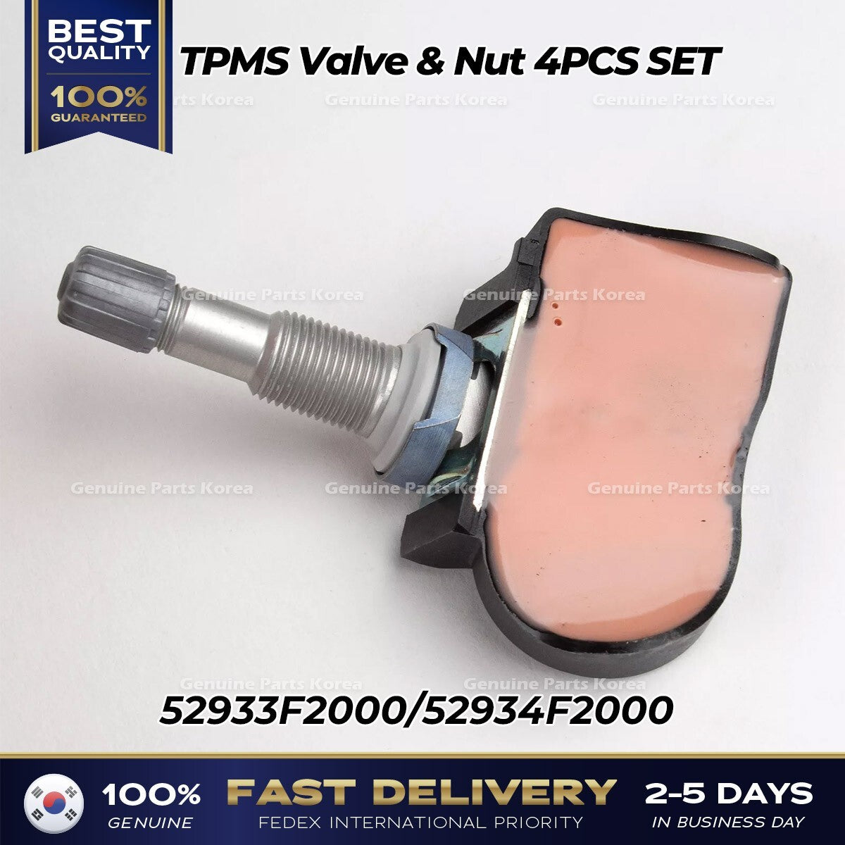 Genuine TPMS Valve & Nut 4PCS SET 52933F2000 for Hyundai Elantra Kona