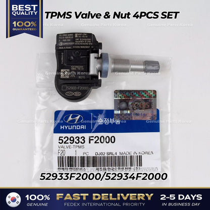 Genuine TPMS Valve & Nut 4PCS SET 52933F2000 for Hyundai Elantra Kona