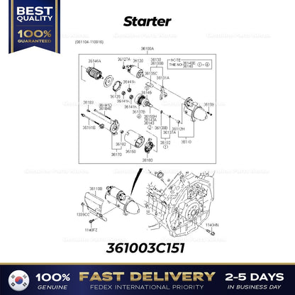 Genuine Starter 361003C151 for Hyundai Santa Fe Kia Sedona