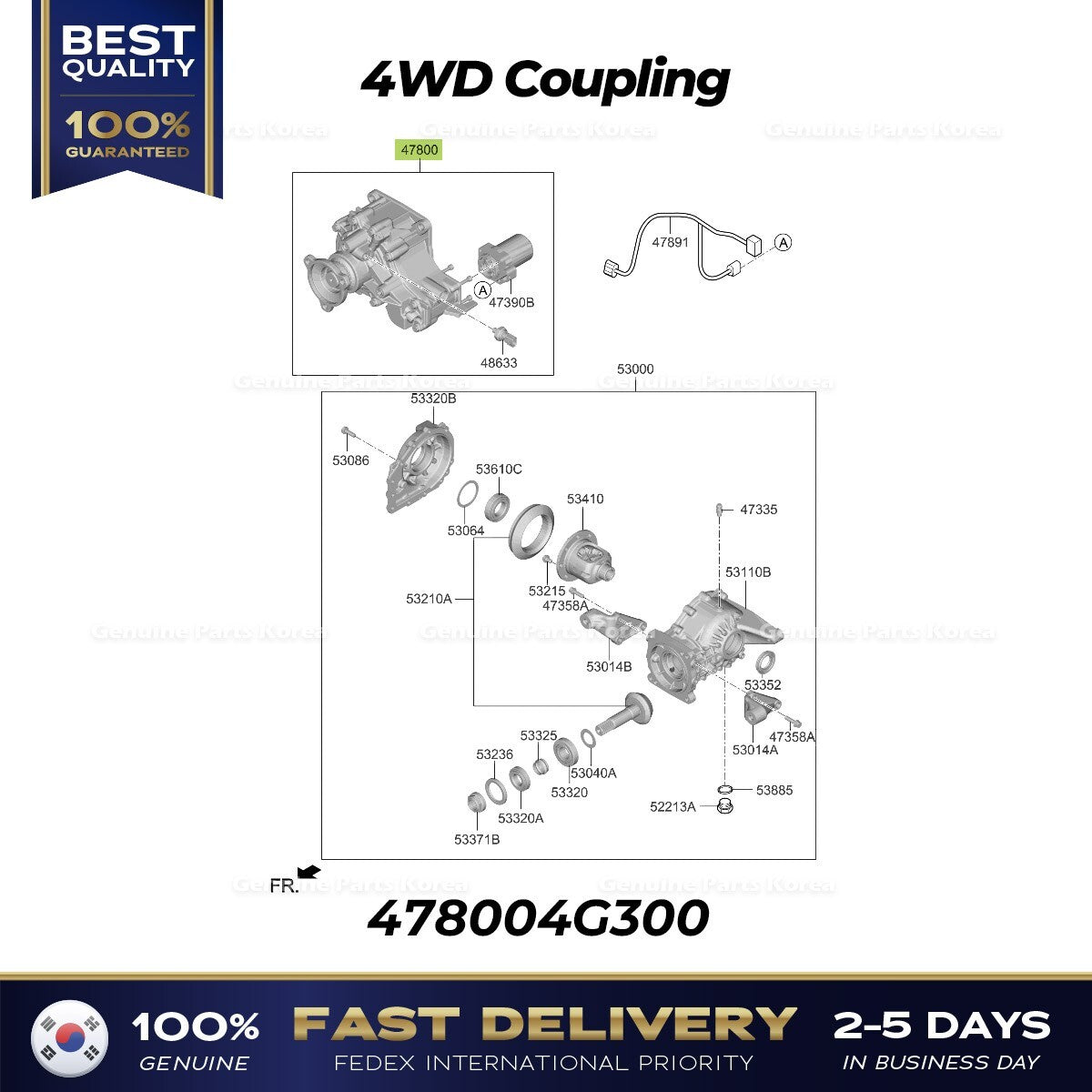 Genuine 4WD Coupling 478004G300 for Hyundai Santa Cruz Tucson Kia Sorento