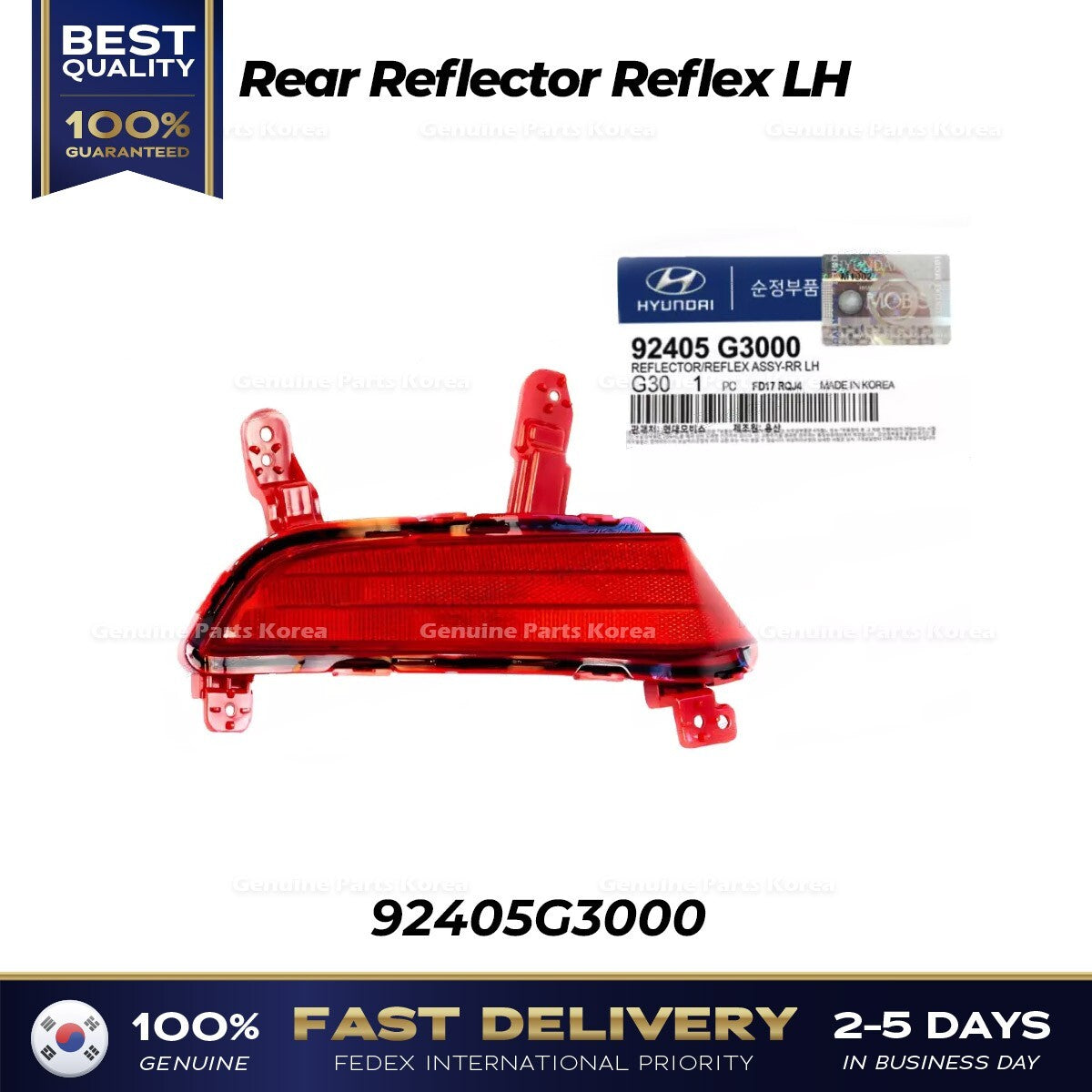 Genuine Rear Reflector Reflex LH 92405G3000 for Hyundai Elantra GT